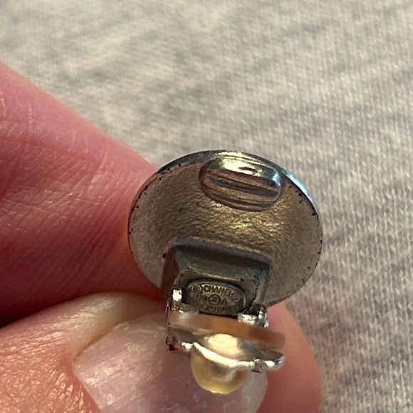 229. CHANEL (Clip)Oval Drop Matte Silver Logo Earrings w/coa - Picture 7 of 8